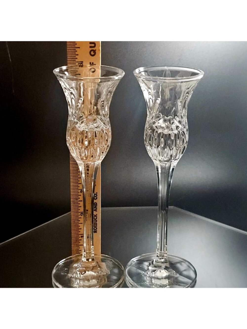 2 Princess House Highlights Candlestick Holders 8" tulip shape romantic candleli - Picture 4 of 5